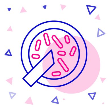 Beyaz arka planda izole edilmiş bakteri simgesi olan Petri hattı. Renkli taslak konsepti. Vektör.