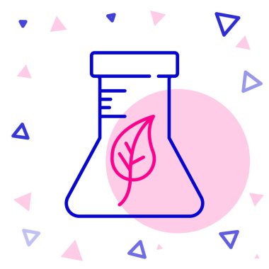 Çizgi Test tüpü ve kimyasal test ikonu beyaz arka planda izole edildi. Laboratuvar cam levhası. Renkli taslak konsepti. Vektör.