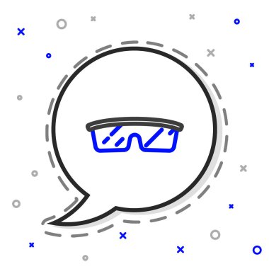 Çizgi Laboratuvarı gözlüğü simgesi beyaz arkaplanda izole edildi. Renkli taslak konsepti. Vektör.