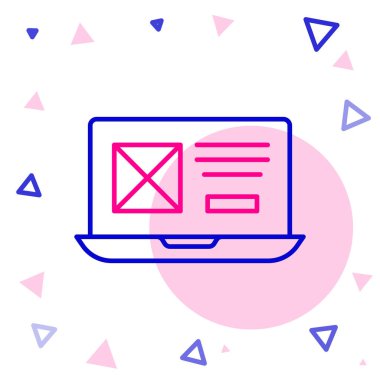 Beyaz arkaplanda UI veya UX tasarım simgesi izole edildi. Renkli taslak konsepti. Vektör.