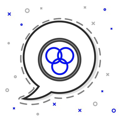 RGB ve CMYK renk karıştırma simgesi beyaz arkaplanda izole edildi. Renkli taslak konsepti. Vektör.