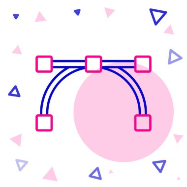 Bezier çizgi eğrisi simgesi beyaz arkaplanda izole edildi. Kalem aracı simgesi. Renkli taslak konsepti. Vektör.