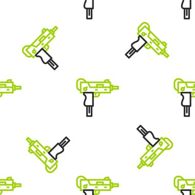 UZI hafif makineli tüfek simgesi beyaz arka planda izole edilmiş. Otomatik silah. Vektör.