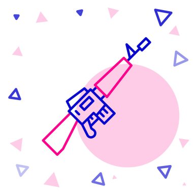 M16A1 hattı beyaz zemin üzerinde izole edilmiş bir tüfek ikonu. Amerikan Ordusu M16 tüfeği. Renkli taslak konsepti. Vektör.