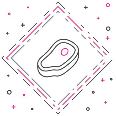 Hat biftek ikonu beyaz arka planda izole edildi. Renkli taslak konsepti. Vektör.