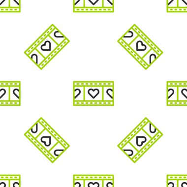 Kalp simgesine sahip Line Play Videosu beyaz arkaplanda izole edilmiş pürüzsüz desen. Film şeridi tabelası. Vektör.