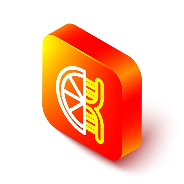 Изометрическая Линия Генетически Модифицированная Икона Цитрусовых Белом Фоне Оранжевый Порез — стоковый вектор