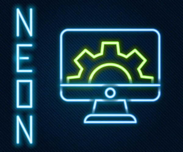 Świecące Neonowe Oprogramowanie Tworzenie Stron Internetowych Ikona Koncepcji Programowania Odizolowana — Wektor stockowy