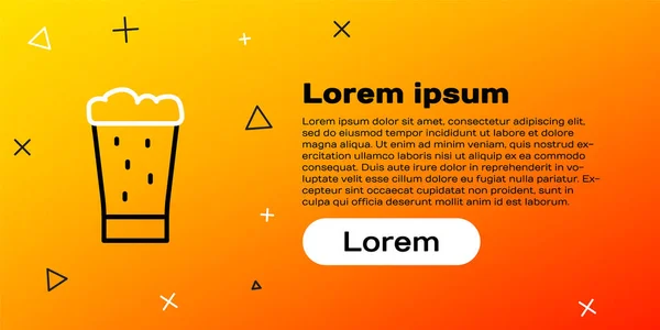 Line Icono Vaso Cerveza Aislado Sobre Fondo Amarillo Concepto Esquema — Archivo Imágenes Vectoriales