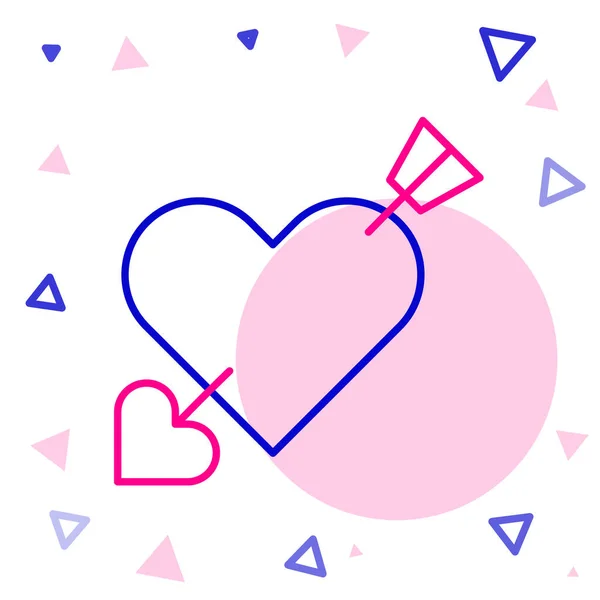 ライン白の背景にハートと矢印のアイコンが分離されたAmourシンボル 愛のサインだ バレンタインシンボル カラフルなアウトラインコンセプト ベクトル — ストックベクタ