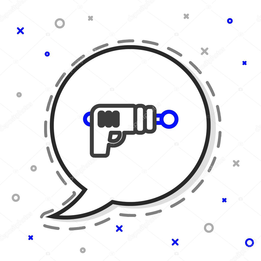Line Ray gun icon isolated on white background. Laser weapon. Space blaster. Colorful outline concept. Vector.