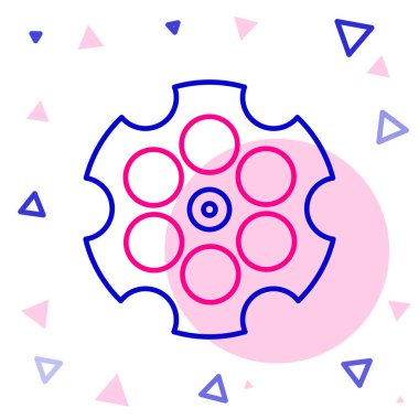 Çizgi Revolver silindir simgesi beyaz arkaplanda izole edildi. Renkli taslak konsepti. Vektör İllüstrasyonu.