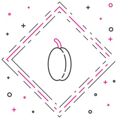 Beyaz arkaplanda Plum meyvesi simgesi izole edildi. Renkli taslak konsepti. Vektör İllüstrasyonu.