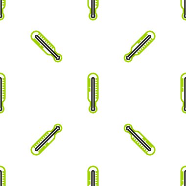 Meteoroloji çizgisi termometresi beyaz arkaplanda izole edilmiş ikonu ölçüyor. Termometre termometresi sıcak ya da soğuk hava gösteriyor. Vektör İllüstrasyonu.