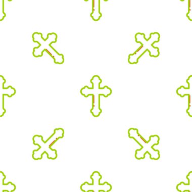 Hristiyan çizgi ikonu beyaz arka planda izole edilmiş kusursuz desen. Kilise haçı. Vektör İllüstrasyonu.