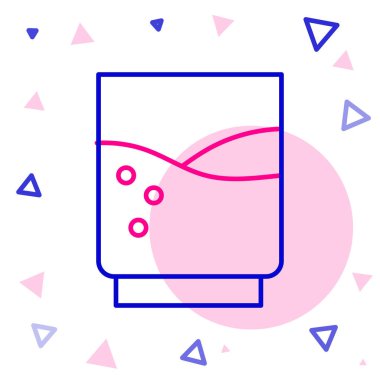 Beyaz arkaplanda izole edilmiş su ikonu olan çizgi camları. Soda bardağı. Renkli taslak konsepti. Vektör İllüstrasyonu.