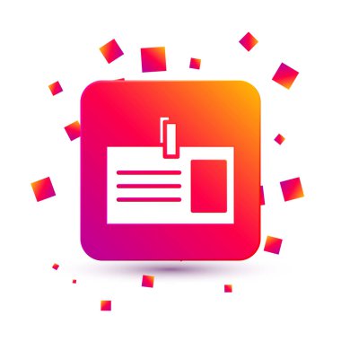 Beyaz arkaplanda beyaz kimlik ikonu izole edildi. Sunum için, şirketin kimliği için, reklam için kullanılabilir. Kare renk düğmesi. Vektör İllüstrasyonu.