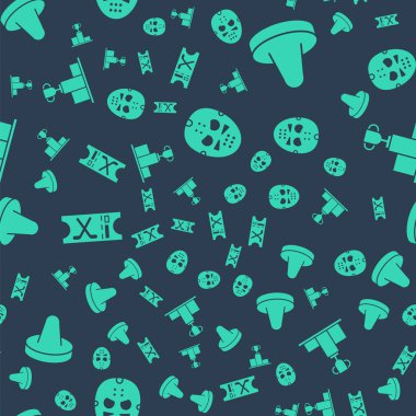 Hokey maskesi, hava hokeyi için tokmak, hokey maçı için spor bileti ve spor şampiyonluğu podyumu için hokey maçı. Vektör.