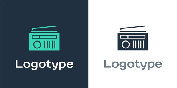 Logotype Radio Антеною Іконою Ізольованою Білому Тлі Logo Design Template — стоковий вектор