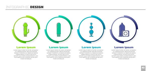 Set Dildo Vibrator Dildo Vibrator Anal Beads Condom Business Infographic — Stok Vektör