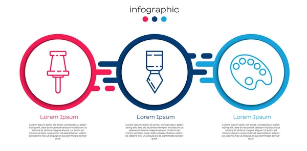 Set Line Push Pin Palette Knife Palette Business Infographic Template — Stock Vector