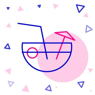 Hindistan cevizi suyu, egzotik kokteyl ve beyaz arka planda izole edilmiş şemsiye ikonu. Renkli taslak konsepti. Vektör İllüstrasyonu.