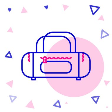 Çizgi Spor Torbası simgesi beyaz arkaplanda izole edildi. Renkli taslak konsepti. Vektör İllüstrasyonu.