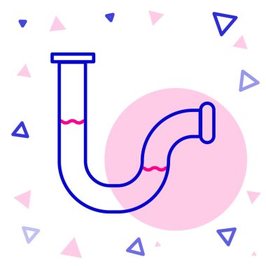 Çizgi Endüstrisi metalik boru ikonu beyaz arka planda izole edildi. Tesisat boru hattının farklı şekillerde parçaları. Renkli taslak konsepti. Vektör İllüstrasyonu.