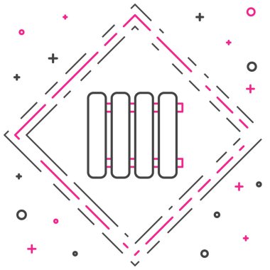 Beyaz arkaplanda izole edilmiş çizgi ısıtma radyatörü simgesi. Renkli taslak konsepti. Vektör İllüstrasyonu.