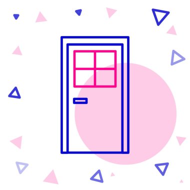 Satır kapatılmış kapı simgesi beyaz arkaplanda izole edildi. Renkli taslak konsepti. Vektör İllüstrasyonu.