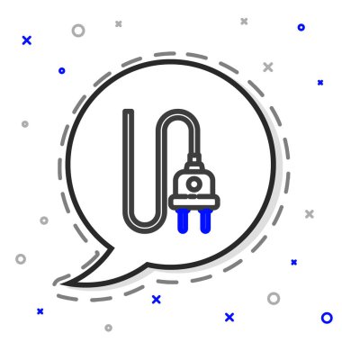 Elektrik hattı simgesi beyaz arkaplanda izole edildi. Bağlantı kavramı ve elektriğin kesilmesi. Renkli taslak konsepti. Vektör İllüstrasyonu.