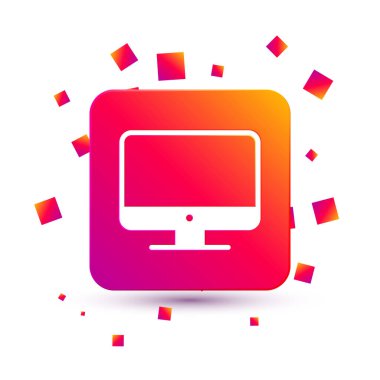 Beyaz Bilgisayar ekranı ekranı simgesi beyaz arkaplanda izole edildi. Elektronik cihaz. Ön manzara. Kare renk düğmesi. Vektör İllüstrasyonu.