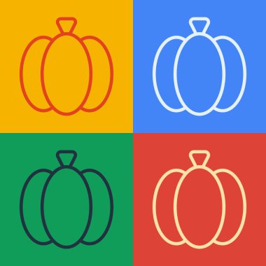 Pop Art Line Balkabağı simgesi renk arkaplanında izole edildi. Mutlu Cadılar Bayramı Partisi. Vektör.