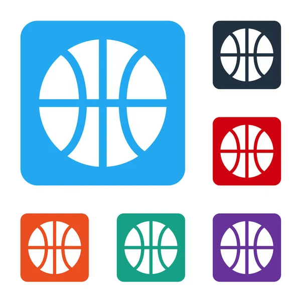 Witte Basketbal Pictogram Geïsoleerd Witte Achtergrond Sport Symbool Stel Pictogrammen — Stockvector