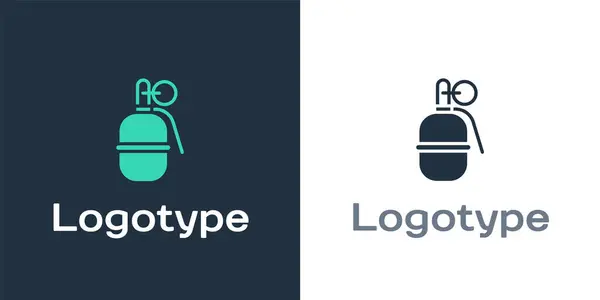 Logotype Handgranaat Pictogram Geïsoleerd Witte Achtergrond Explosie Met Bommen Logo — Stockvector