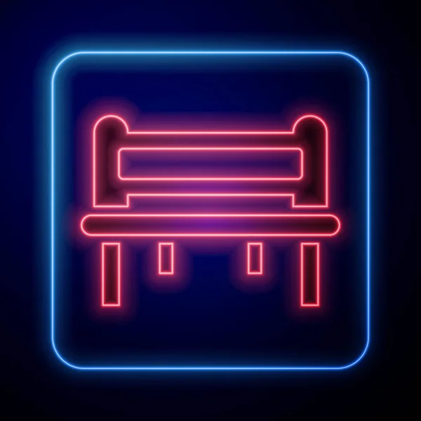 Glowing Neon Romantic Bench Icon Isolated Blue Background Vector — Stock Vector