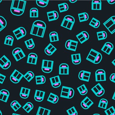 Line Aircraft hangar simgesi siyah arka planda izole edilmiş. Vektör İllüstrasyonu.