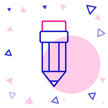 Silgi simgesine sahip satır kalem beyaz arkaplanda izole edildi. Çizim ve eğitim araçları. Okul sembolü. Renkli taslak konsepti. Vektör.