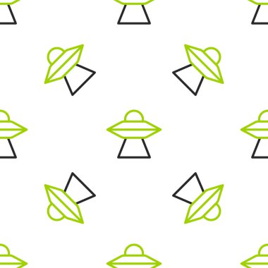 UFO uçan uzay gemisi simgesi beyaz arka planda izole edilmiş. Uçan daire. Uzaylı uzay gemisi. Gelecekteki bilinmeyen uçan nesne. Vektör.