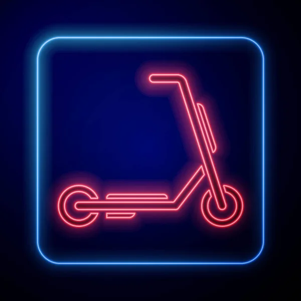 Zářící Neon Scooter Dodání Ikona Izolované Modrém Pozadí Koncept Doručovacích — Stockový vektor