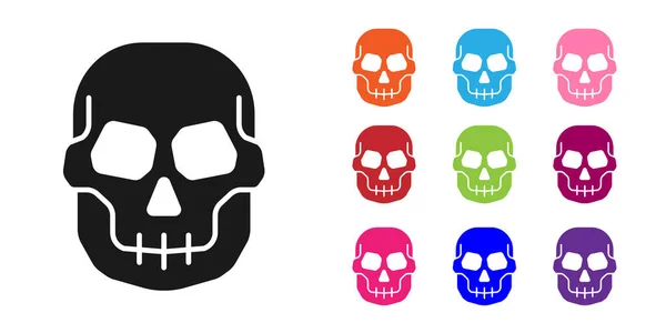 Icono Black Skull Aislado Sobre Fondo Blanco Feliz Fiesta Halloween — Vector de stock