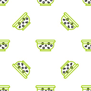 Çizgi karışık punç ve taze meyve ikonu beyaz arka planda izole edilmiş pürüzsüz desen. Vektör İllüstrasyonu.