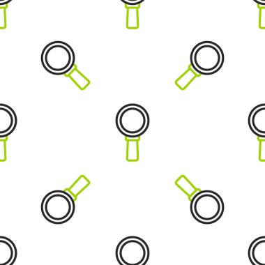 Çizgi büyüteç simgesi beyaz arkaplanda izole edilmiş kusursuz desen. Arama, odaklanma, yakınlaştırma, iş sembolü. Vektör.