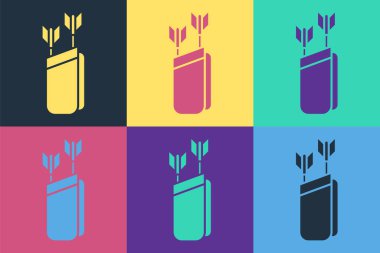 Arkaplanda ok simgesi olan pop sanatları titreşimi. Vektör.