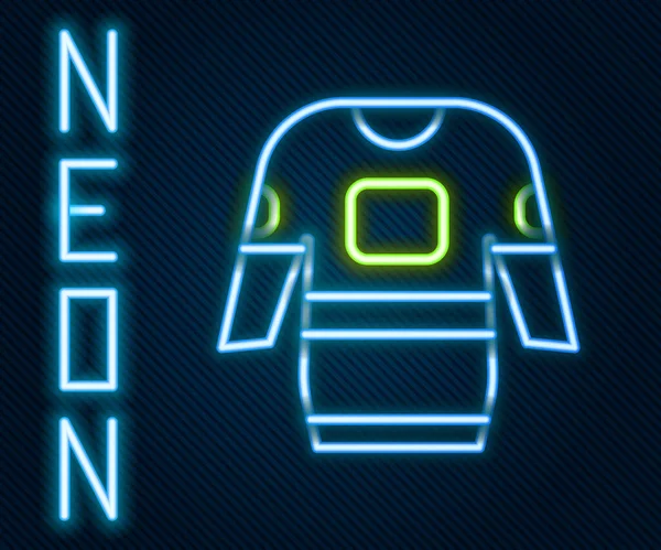 Icona Luminosa Jersey Hockey Della Linea Neon Isolata Sfondo Nero — Vettoriale Stock