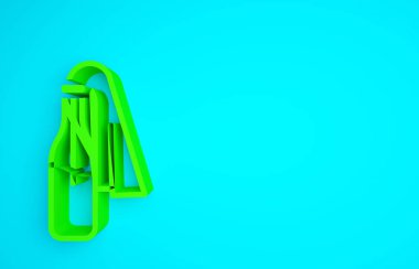 Yeşil Kokteyl molotof simgesi mavi arkaplanda izole edildi. Minimalizm kavramı. 3d illüstrasyon 3B canlandırma.