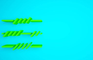 Mavi arkaplanda yeşil dikenli tel ikonu izole edildi. Minimalizm kavramı. 3d illüstrasyon 3B canlandırma.