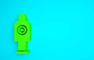 Mavi arka planda izole edilmiş ikon çekmek için Yeşil İnsan hedef sporu. Atış mesafesi ya da atış mesafesi için sayıları olan temiz bir hedef. Minimalizm kavramı. 3d illüstrasyon 3B canlandırma.