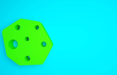 Mavi arkaplanda yeşil göktaşı simgesi izole edildi. Minimalizm kavramı. 3d illüstrasyon 3B canlandırma.