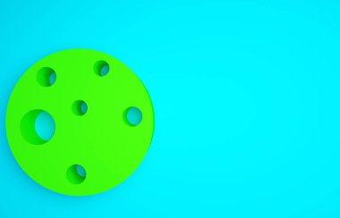 Yeşil Gezegen Mars simgesi mavi arkaplanda izole edildi. Minimalizm kavramı. 3d illüstrasyon 3B canlandırma.